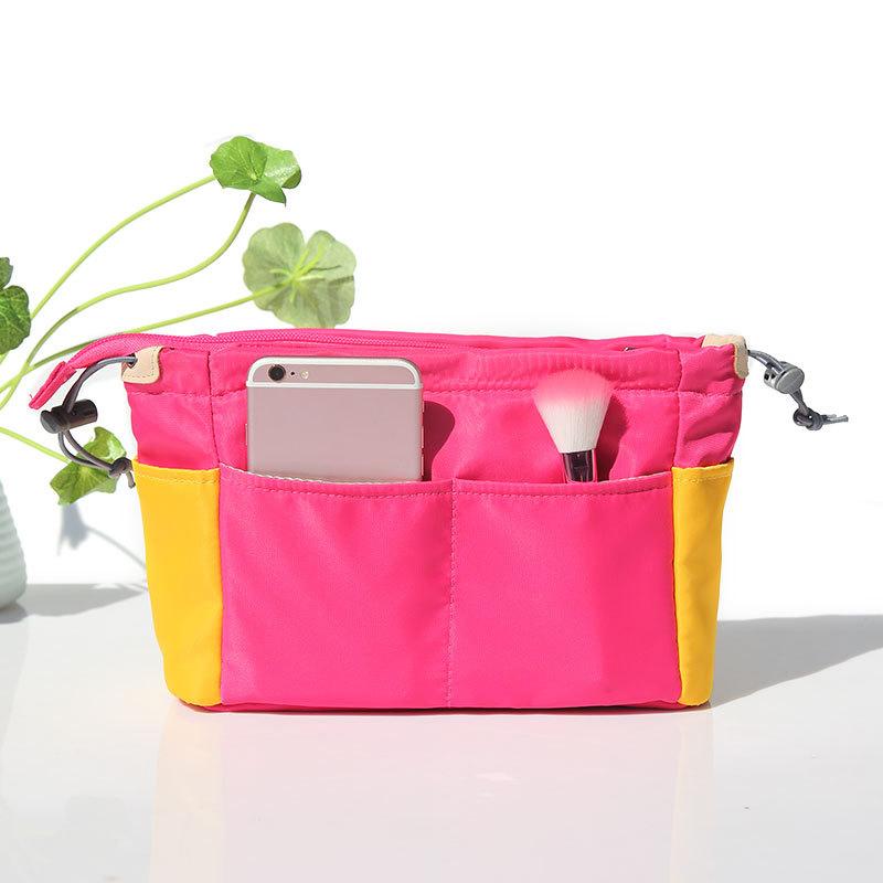 

Cosmetic Bags & Cases Organizer Insert Bag Women Nylon Travel Handbag Liner Lady Makeup Tote, Rose red
