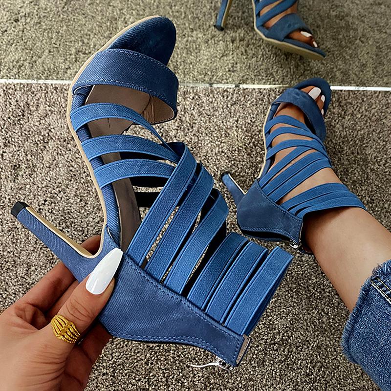 

Dress Shoes 2021 Women Sandalias Mujer Women's Ladies Pumps Peep Toe Stiletto Fashion Bandage Mixed Colors High Heels Sandals Casual Shoe 43, Black