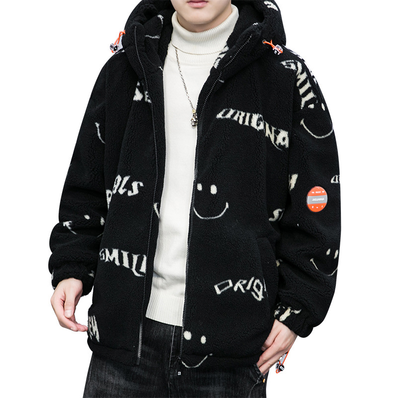 

Men's Fur Faux Fu2021 winter fleece men's thick and f warmth loose stand-up collar sweater jackett trend all-match, Gold