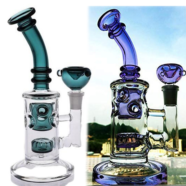 

Purple Hookahs Glass Bong Smoke Pipe Heady Glass Oil Rigs percolator Recycler Glass Water Bongs Chicha Shisha