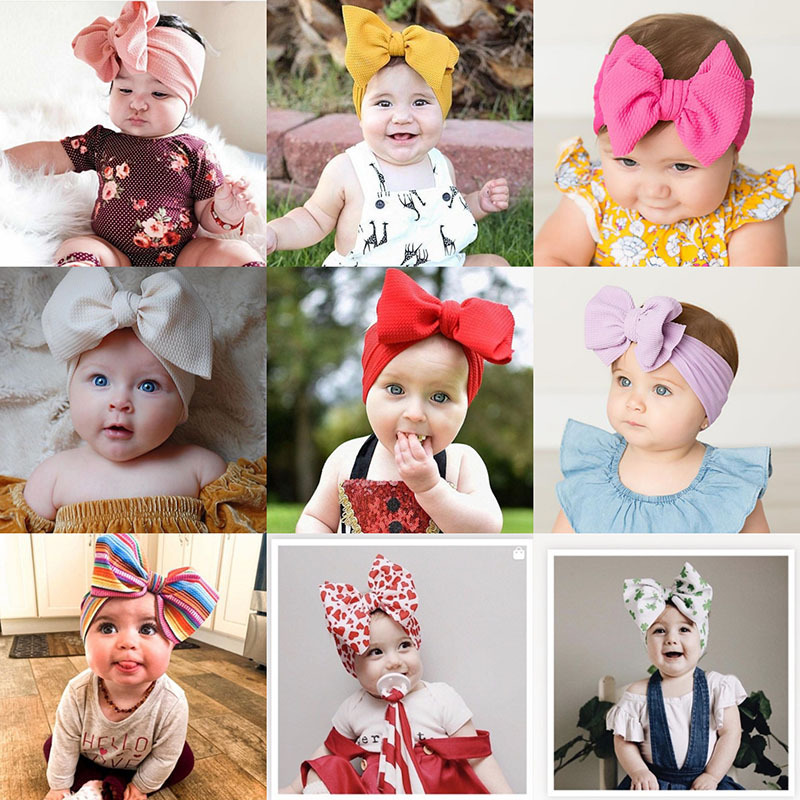 

Fit All Baby Large Bow Girls Headband 7 Inch Big Bowknot Headwrap Kids Bow for Hair Cotton Wide Head Turban Infant Newborn Headbands 159 Z2, As show
