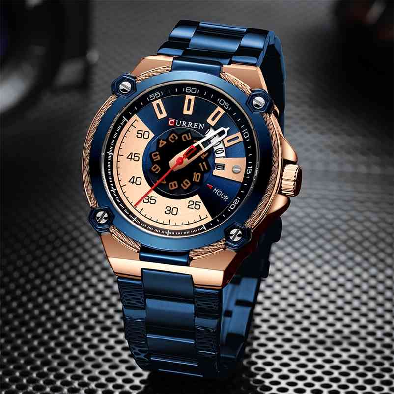 

CURREN Top Brand Men Watches Men's Full Steel Waterproof Casual Quartz Date Clock Male Wrist watch relogio masculino 210608, Silver black