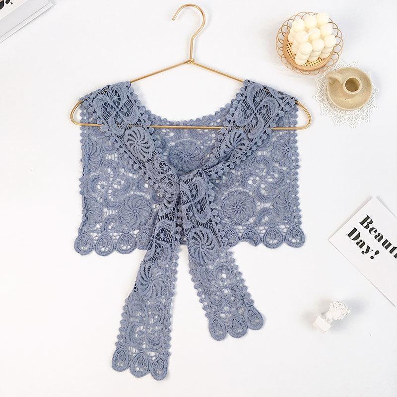 

Hats, Scarves & Gloves Sets Blue Girl Lace Hollowed Shawl Women Shoulders Cape Vest Fake Collar Capes Knotted Scarf Neck Guard Poncho Wraps