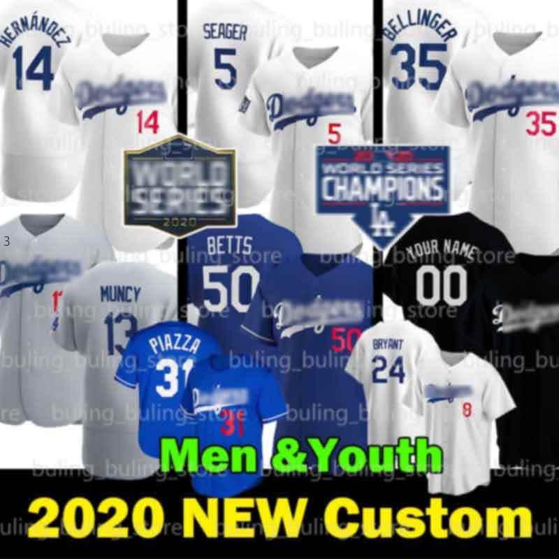 

7 Julio Urias Jerseys Mookie Betts 5 Corey Seager 22 Clayton Kershaw Los Custom Angeles Dodgers Mike Piazza 21 Walker Buehler, Blue;black