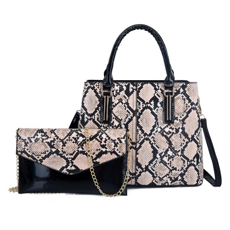 

Factory wholesale women bag elegant large-capacity printed two-piece womens handbag street trends Animal Print shoulder bags fashion Serpentine handbags
