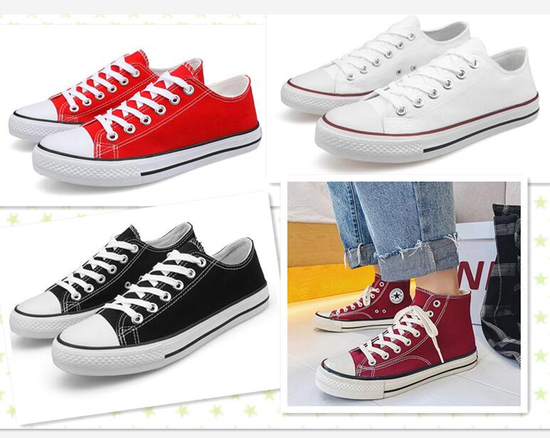 

2022 Hot sell top Classic design Full Star woman man High Low canvas shoes Lovers students Skateboard shoes with dust dag card Free transshipment C977, With logo choose you like photo