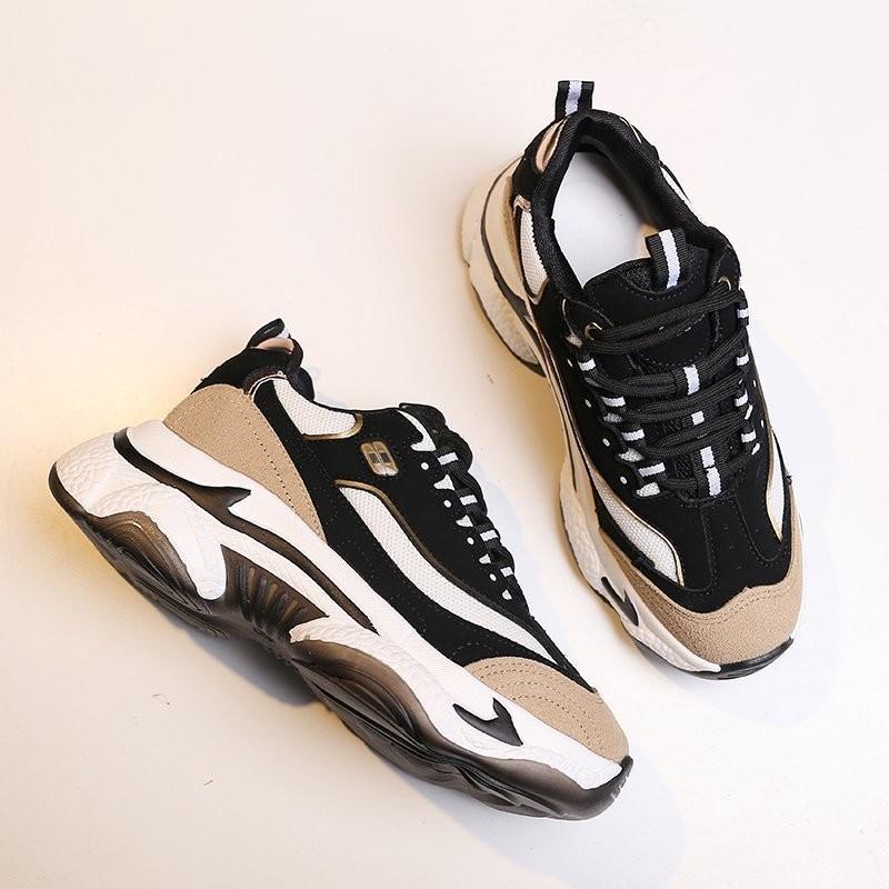 

Hzq Alan Women's Platform Sneakers 2021 Spring Fashion Leisure Breathable Running Shoes High Quality Genuine Leather Boots, Black