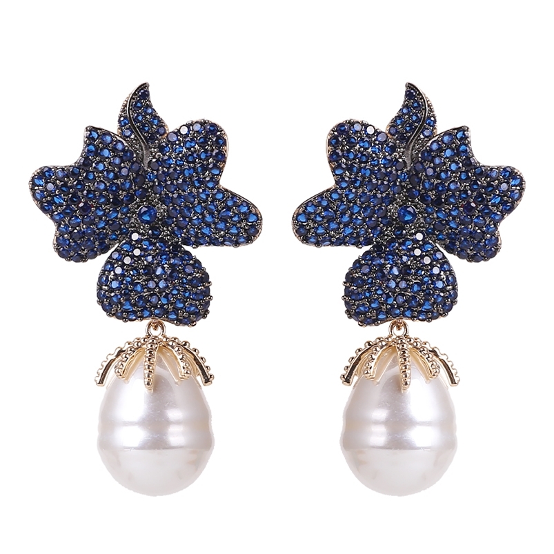 

XIUMEIYIZU Luxury Big Fresh Pearl Drop Earrings Paved Shinning Zirconia Handmade Earring Gold Plating Wedding Jewelry 210624