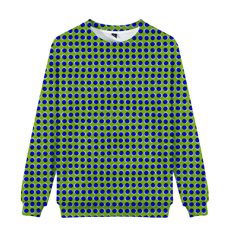 

Polka dot print cartoon boy girl T-shirt 3D printing animal print T-shirt long-sleeved shirt color clothes children's top, Blue