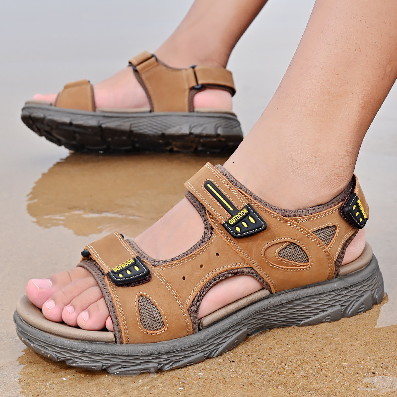 

Men's shoes summer men's Sandals sandals casual top leather fashion trend beach 2P8Y, 1# shoe box