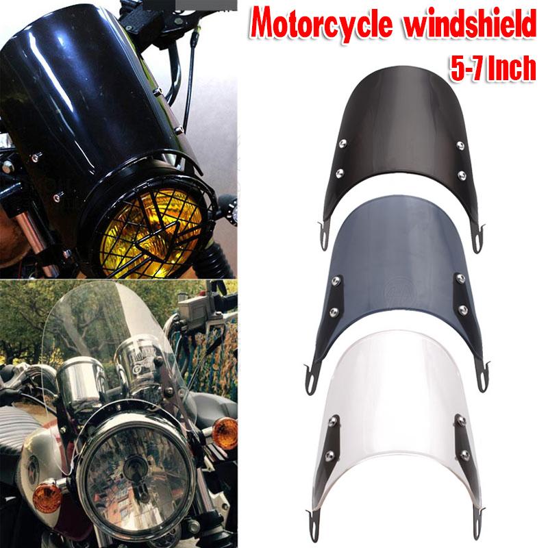 

Motorcycle Windshield Universal For 5" & 7" Round Headlight Headlamp Windscreen Protective Cover Modified