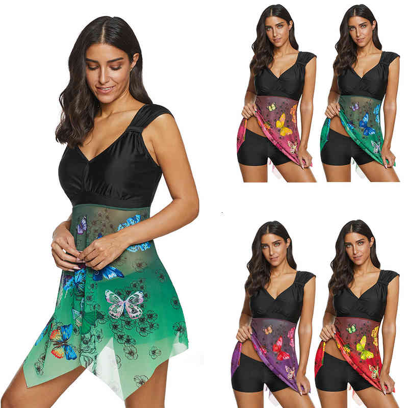 

women's 2021bikini skirt bikini split multicolor swimsuit, Black;white