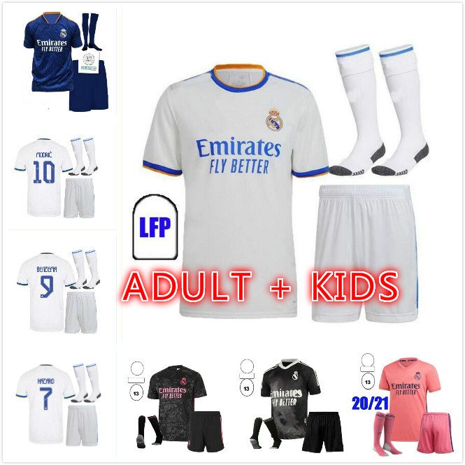 

adult kids kit 2021 2022 Real Madrid Hazard soccer jersey 20 21 22 black BENZEMA SERGIO RAMOS KROOS football jerseys maillot set