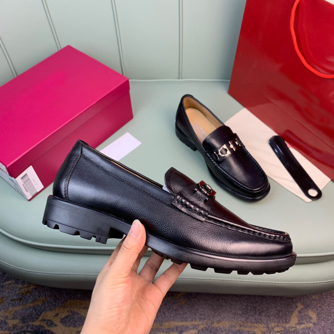 

2022 Men Formal Genuine Leather Dress Shoes Slip On Business Oxfords Male Brand Brogues Wedding Business Platform Flats Size 38-44, Black 1