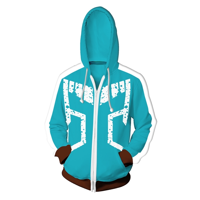 

My hero College Series 3D printed sweater cardigan Hoodie Cosplay animation, Blue