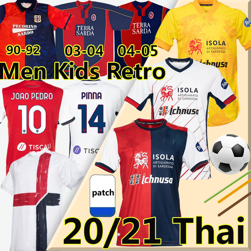 

Retro Cagliari Calcio Soccer Jerseys 2003 04 05 Zola #10 Gobbi 1990 91 92 Nainggolan Joao Pedro Simeone Godin 2021 100th anniversary Men Kids Kits football jersey, 20/21 home kids