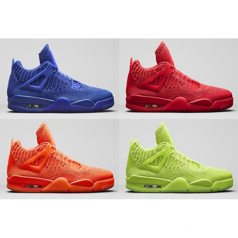 

Knit 4 Fly University Red Hyper Royal Blue Total Orange Volt Knit Basketball Shoes Men 4s Knitting Sneakers High Quality With, Shipping link