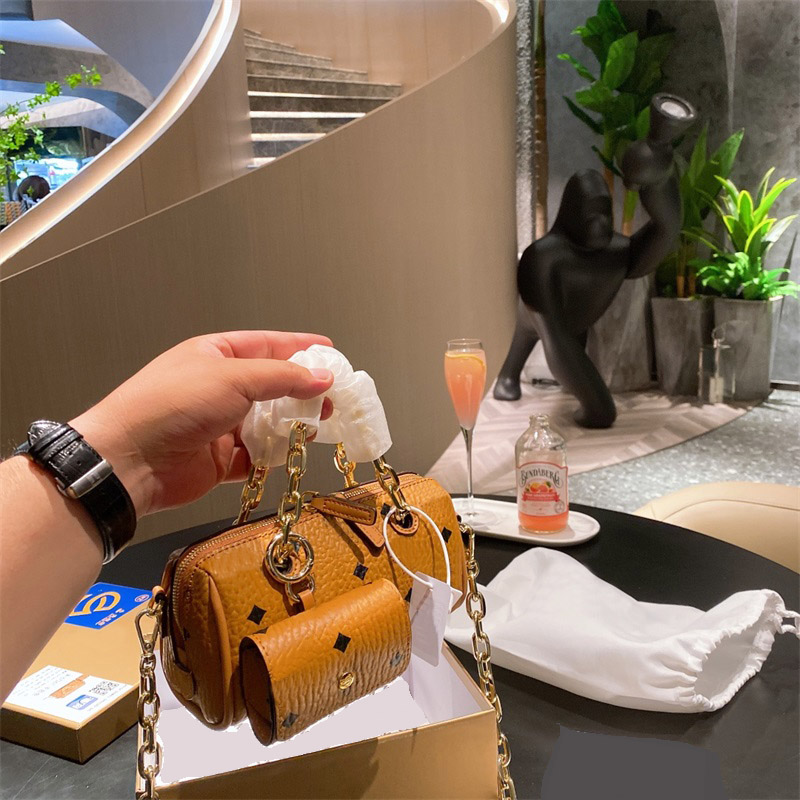 

Designer Bags original single high quality Boston roller 2-piece set women Handbag chain Shoulder Crossbody Bag gift box packaging, Brown