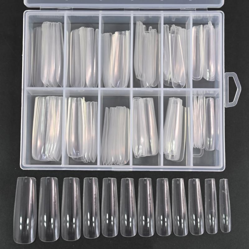 

False Nails 120pcs/Box XXL Square Full Cover Press On Nail Tips Clear/Natural Extra Long Straight Manicure Tools Fake VA-08