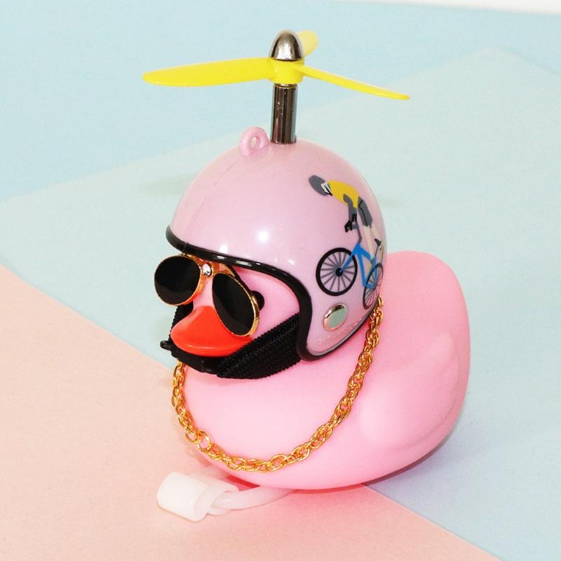 

Interior Decorations Car Duck With Helmet Broken Wind Small Pink Road Bike Motor Riding Cycling Accessories Decor Without Lights
