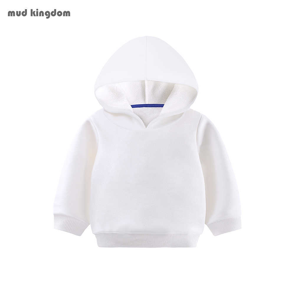

Mudkingdom Boys Sweatshirts Thicken Warm Winter Long Sleeve Fashion Solid Clothes Children Clothing Tops 210615, White hooded