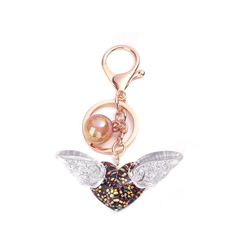 

Keychains DoreenBeads 2021 Fashion Keychain & Keyring Pink Red Colorful Heart Wing Sequins Accessories Charms 10cm X 6.6cm, 1 Piece