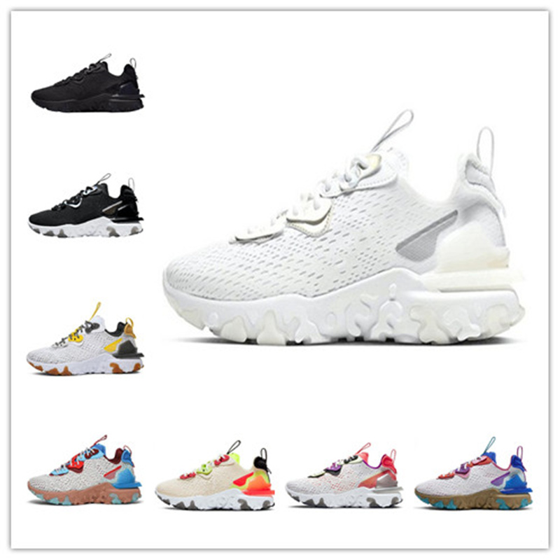 

React Vision Mens Running Shoes DMSX White Iridescent Particle Grey Triple Black Photon Dust Iron Barely Volt Laser Crimson women sports sne, White;red