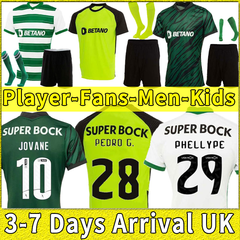 

SCP Lisbon 21 22 Soccer Jerseys Sporting Clube de PHELLYPE B.FERNANDES S.COATES jersey 2021 2022 Lisboa C.Ronaldo Men kids Kits sock Full sets football shirt set socks, Away
