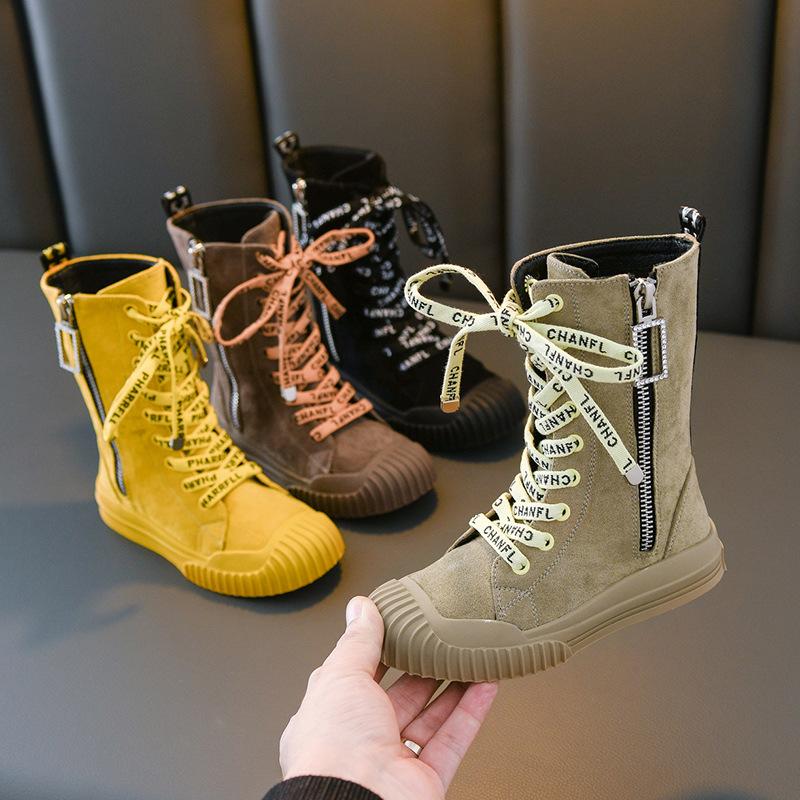 

Autumn Winter Girls' Boots Solid Color Suede Children' Princess Unisex Fashion Kids Casual Shoes, Black;grey