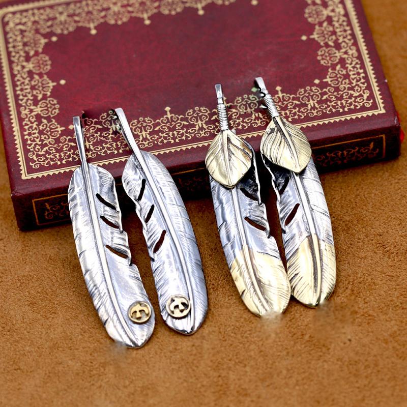 Pendant Necklaces S925 Sterling Silver Jewelry Vintage Thai Feather Personality Men And Women Sweater Chain-image-708516158