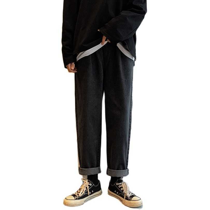 

Baggy Jeans for Men Summer Thin Straight Pants Cotton Oversize Korean Denim Men Trousers Male Clothing Spring Autumn 2021 X0621, Black