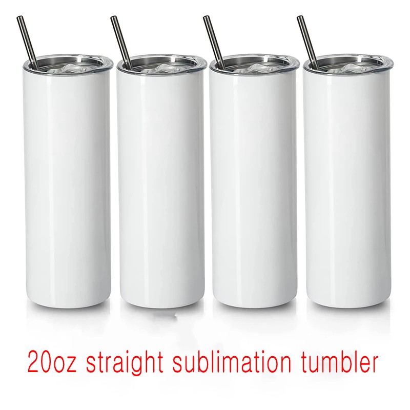 

Sublimation Blanks Tumbler White 20 OZ Straight Stainless Steel Tumbler with Metal Straw, White 20oz straight
