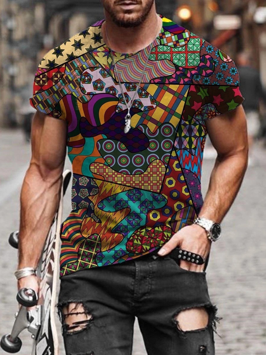 

Natural wind 3D printed T-shirt visual impact party shirt Punk Gothic round neck high quality American muscle style short sleeves, Picture 3