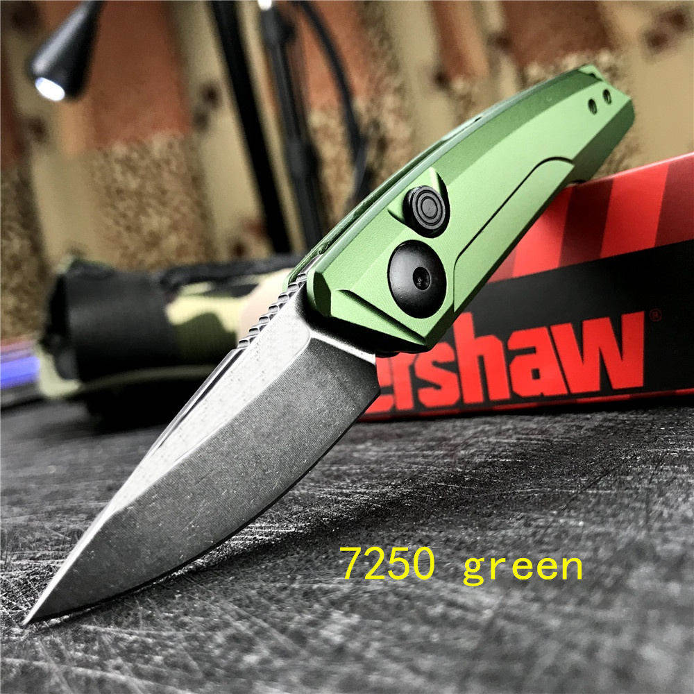 

Kehaw 7250 Launch 9 AUTO Folding Knife 1.8" Working Finish CPM-154 Blade, Black with Green Anodized Aluminum Handles 1776 knife
