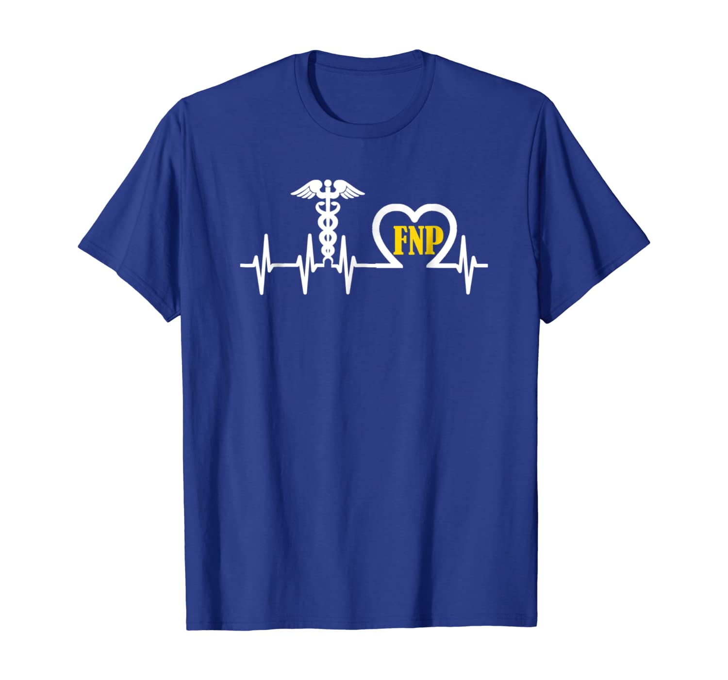 

FNP Family Nurse Practitioner Caduceus Heart Rhythm Shirt, White;black