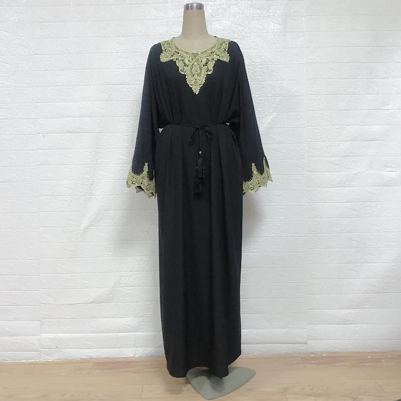 

Ethnic Clothing Kalenmos Muslim Abaya Dress Eid Moroccan Kaftan Ramadan Islamic Lace-up Hijab Dresses Women Dubai Prayer Caftan Long Robe Ar