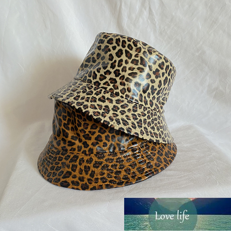 

Double-sided Fisherman Cap PU Leather Leopard Bucket Hat Outdoor Warm Sun Sunscreen Female Panama Hat Fisherman Cap Factory price expert design Quality Latest Style, As pic