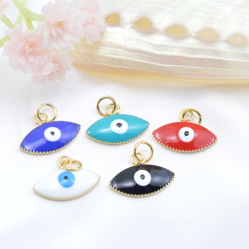 

18K Gold Plated Colorful Enameled Copper Evil Eye Charm Pendant for Jewelry Making
