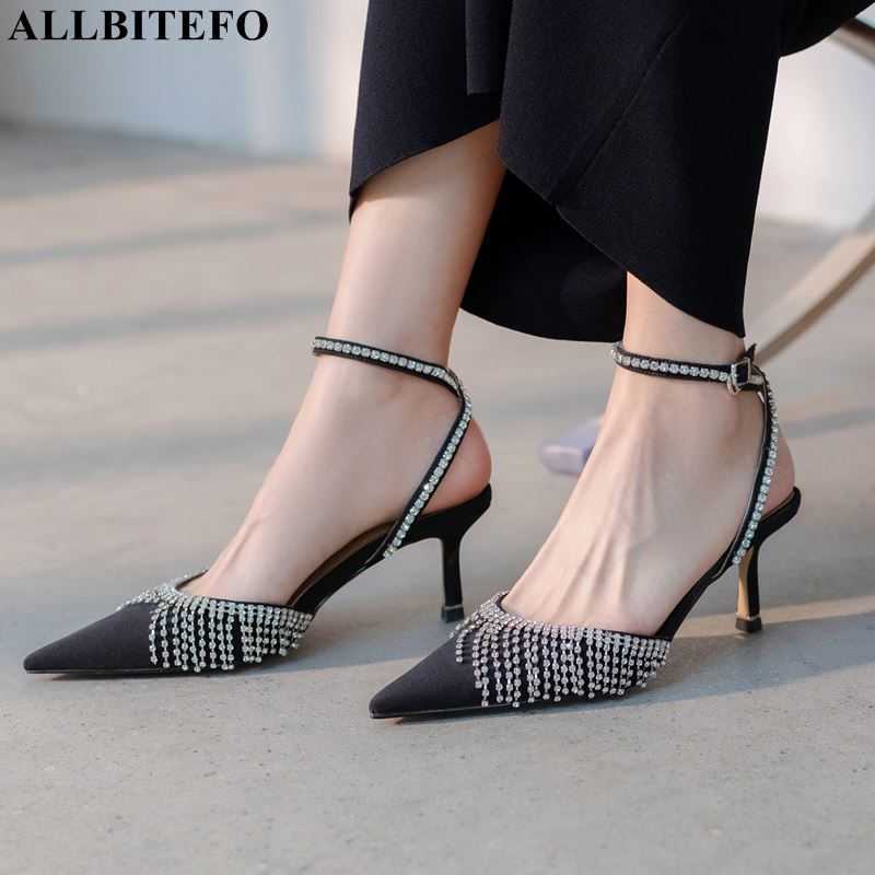

ALLBITEFO fashion pu leather sexy high heels wedding women shoes women heel shoes summer women sandals flip flop 210611, As picture