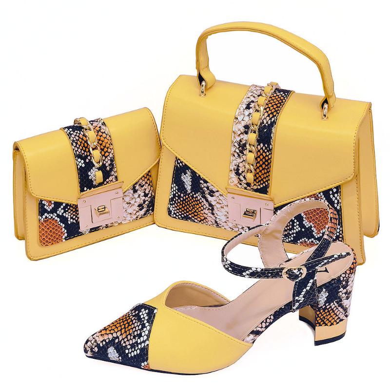 

Sandals Wonderful Yellow Heel 7.5CM Women Shoes Match Handbag And Purse Animal Prints African Dress Pumps Set CR676, Lemon