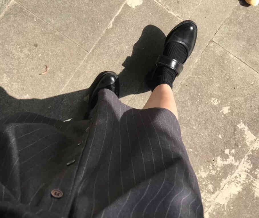 

Dress Shoes Summer withered England ins fashions casual retro blogger clogs genuine leather patent mary janes women's shoes flat C2C6, Black