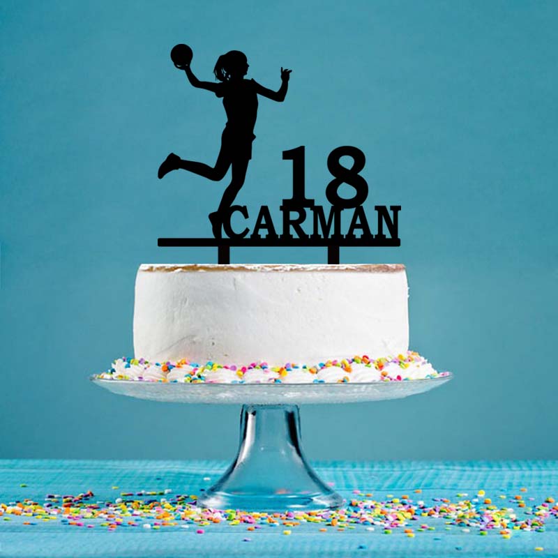 Cake De Handball Personnalise Topper Nom Personnalise Age Girl Jouer A Handball Cake Topper Pour Filles Anniversaire Partie De Fete Decoration Yc256