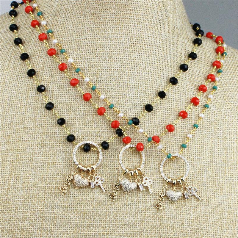 

Pendant Necklaces 16inch 5pcs/lot Design Cz Necklace,cute Shape Cubic Zircon Jewelry, Copper Chain Necklace Wholesale