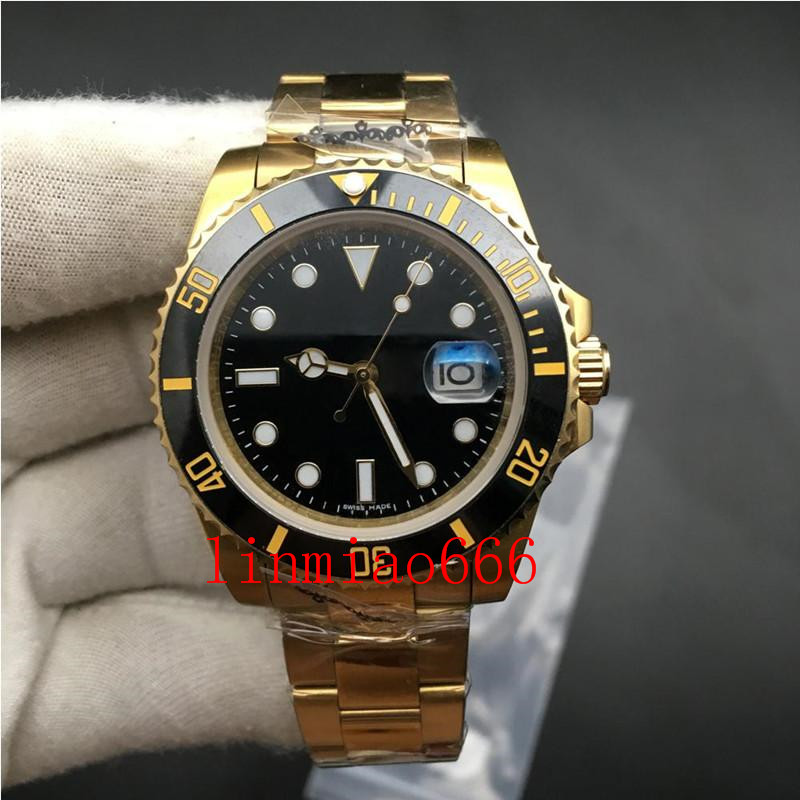 

3 colors watches men sapphire blue black ceramic bezel gold stainless steel 40mm automatic mechanical wristwatch, Slivery;brown