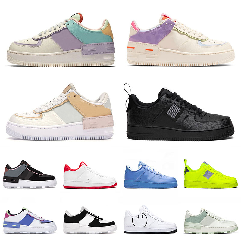 

2021 top fashion sneakers dunk 1 running shoes platform low air airforce shadow one men women utility white black forces off trainers sports, C12 utility green 36-45