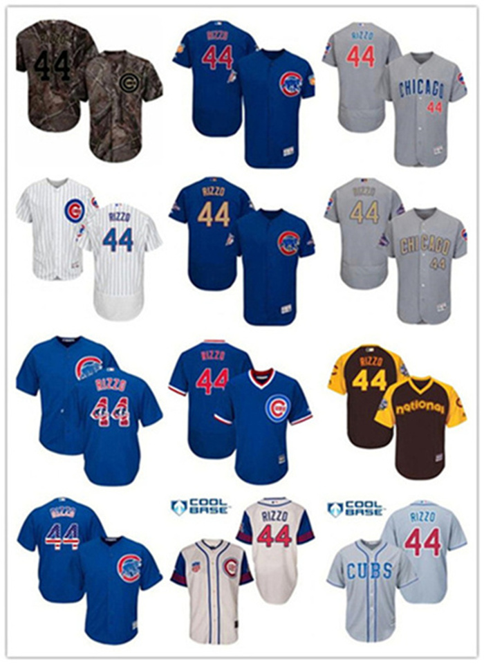 

Chicago men women youth Cub yelley jersey 44 Anthony Rizzo baseball wear red white size s-xxl, Blue;black