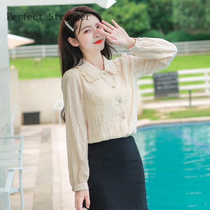 

Summer Arrival Turn Down Collar Long Sleeve Women Chiffon Blouse High Quality Women's Blouses & Shirts, White