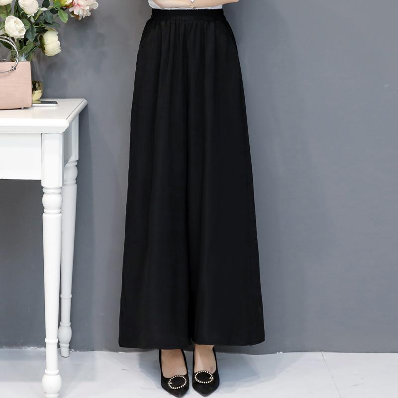 

Women's Pants & Capris 2022 Summer Chiffon Women Plus Size 5XL Loose High Waist Beach Wide Leg Trousers Casual Korean, Black;white