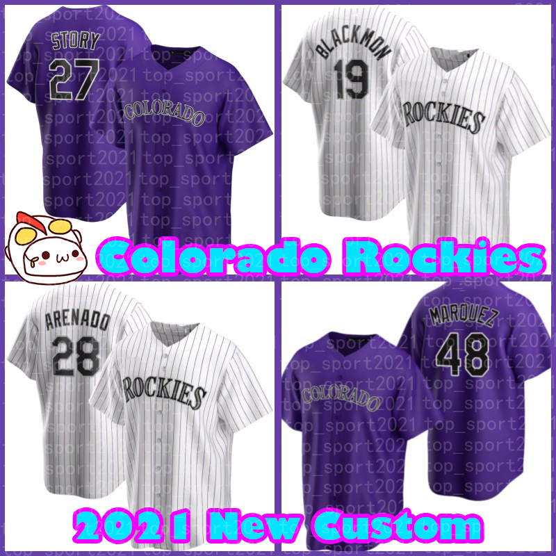 

27 Trevor Story Jerseys Baseball 19 Charlie Blackmon Rockies Nolan Arenado Colorado Ryan McMahon Raimel Tapia C.J. Cron Garrett Hampson Men, Blue;black
