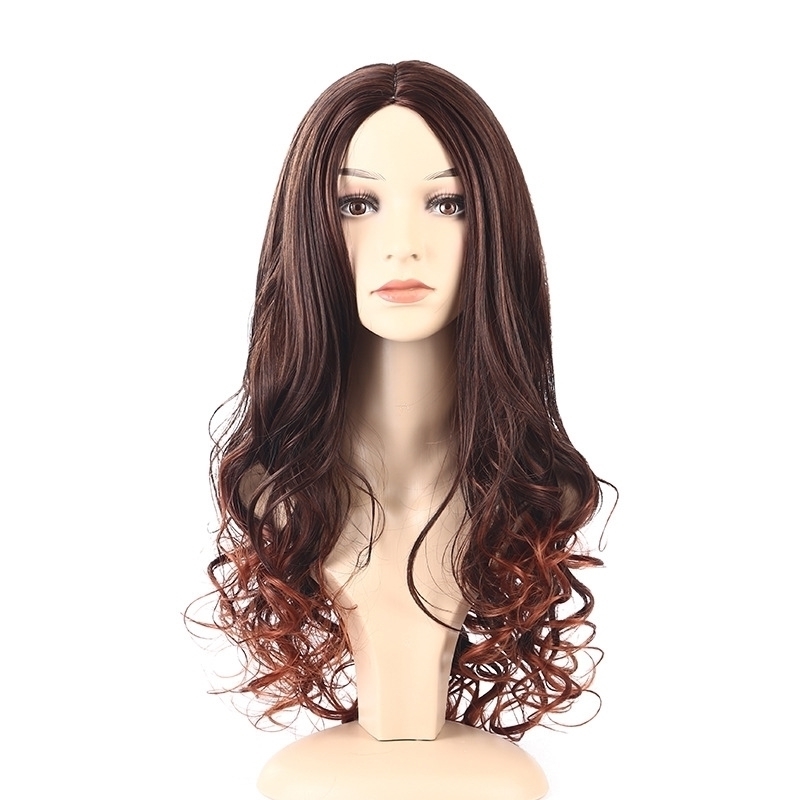 

middle school sub Women's long curly hair lazy gradient high temperature silk head cover